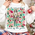thumbnail image 1 of Glitter Nutcracker Christmas Sweatshirt, Preppy Holiday Pullover, Cute Christmas Tree and Nutcracker Sweater, 1 of 5