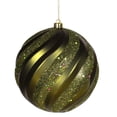 thumbnail image 1 of Glitter Olive Green Shatterproof Swirl Christmas Ball Ornament 6" (150mm), 1 of 2