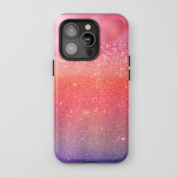 Glitter Ombre For All iPhone Series Tough Phone Case Sparkle Gradient Pink Purple