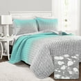 thumbnail image 1 of Glitter Ombre Metallic Print Quilt Aqua/Gray 2Pc Set Twin, 1 of 11
