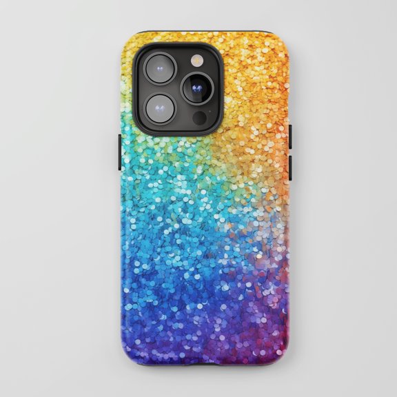 Glitter Ombre Rainbow Design Protective Phone Case for All iPhone Series