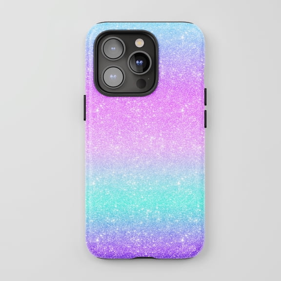 Glitter Ombre Unicorn Purple Blue Green Gradient Tough Phone Case for All iPhone Series