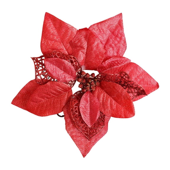 Glitter Ornaments with Clips Double Layer Design Christmas Wedding Party Wreath DIY Craft Decor