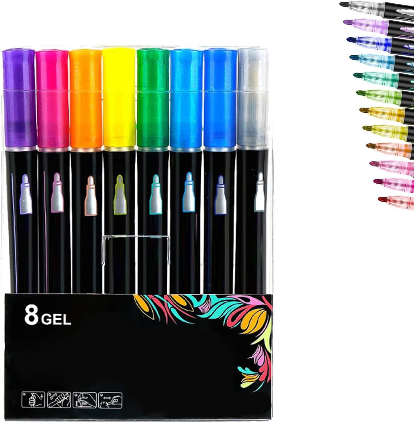 Glitter Outline Paint Markers, Double Line Outline Art Pen Marker Pen, Painting Markers with Vibrant Colors, Dreamy Sparkle Dual-Line Contour Pen for Greeting Cards, DIY Crafts (8pcs)
