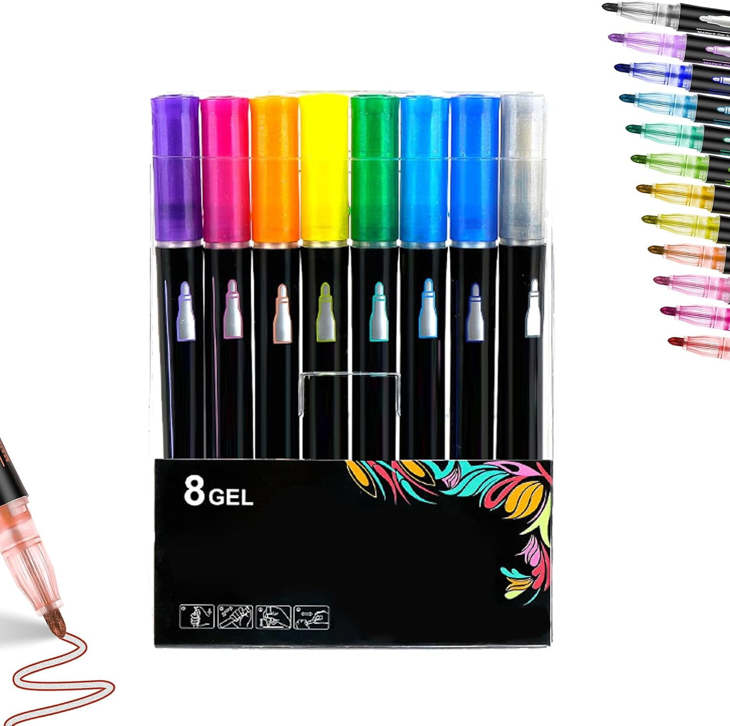 Glitter Outline Paint Markers, Double Line Outline Art Pen Marker Pen,Sparkle Dual-Line Contour Pen,Outline Pens, Outline Pens Metallic,for Greeting Cards & Crafts, And Doodling
