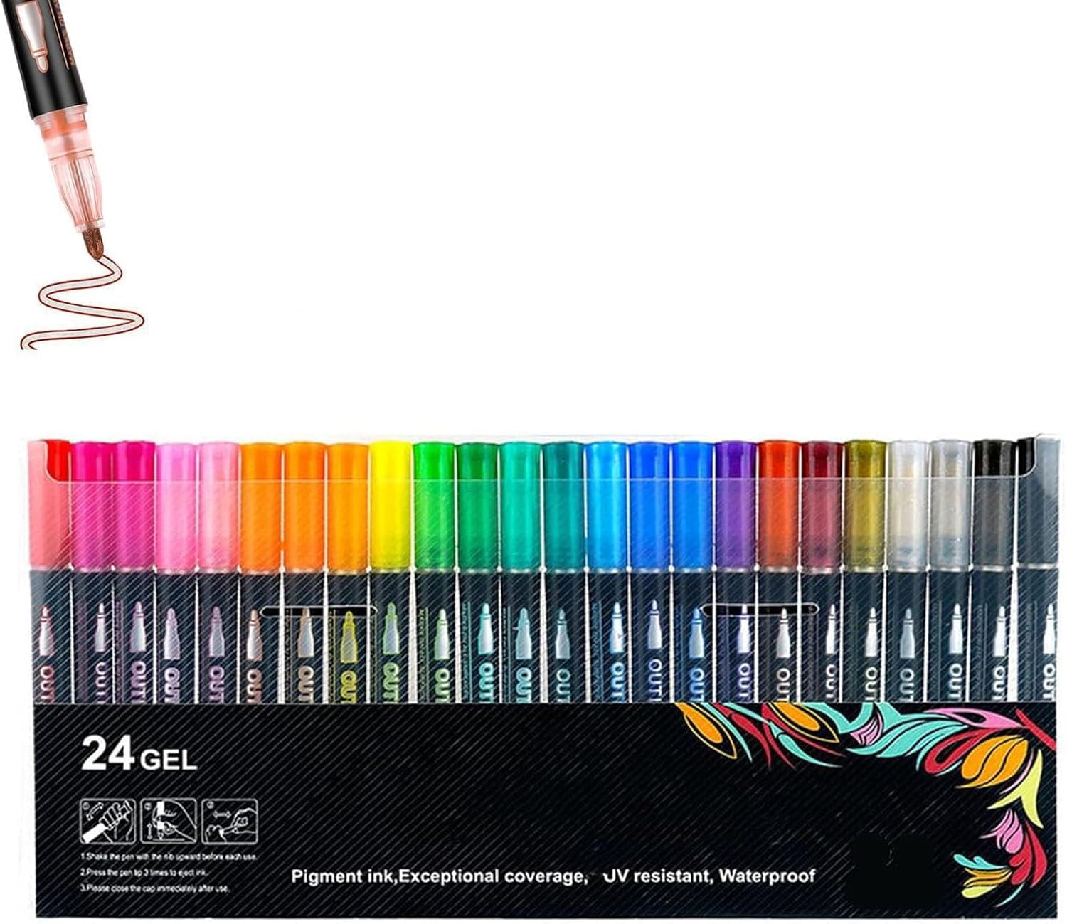 Glitter Outline Paint Markers, Double Line Outline Art Pen Marker Pen,Sparkle Dual-Line Contour Pen,Outline Pens, Outline Pens Metallic,for Greeting Cards & Crafts, And Doodling