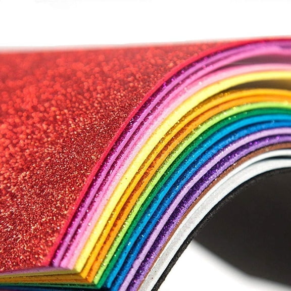 Glitter Paper for Graduation Cap, Sparkly Foam Sheets Father's Day Decor, Adhesive Foam Sheets A4 Cardstock Construction Sticky Paper for DIY Crafts Scrapbook (10Sheets Multicolor)