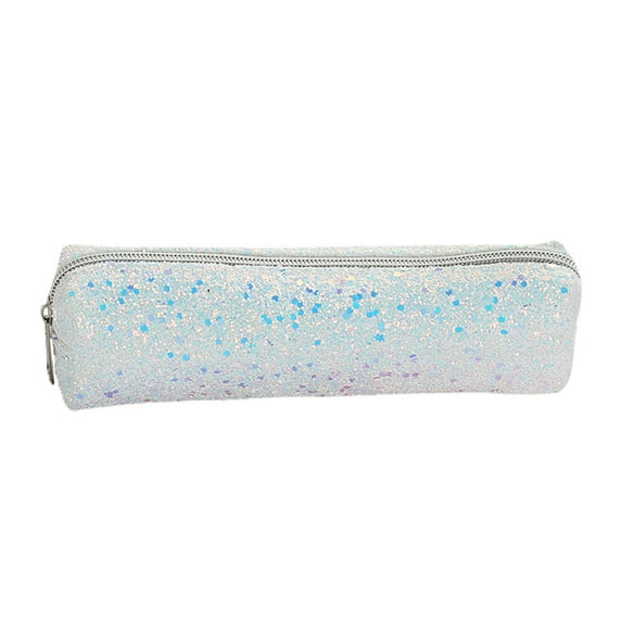 Glitter Pencil Case, Stationery Organizer, Portable Zipper Pencil Box for Daily Study and Work, Multi-function Travel Makeup Bag, Durable Leather Storage Pouch