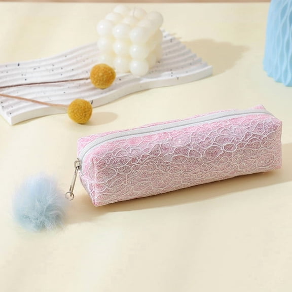 Glitter Pencil Case for Learner Pencil Case Light Colors Essentials Stationery Light Pink