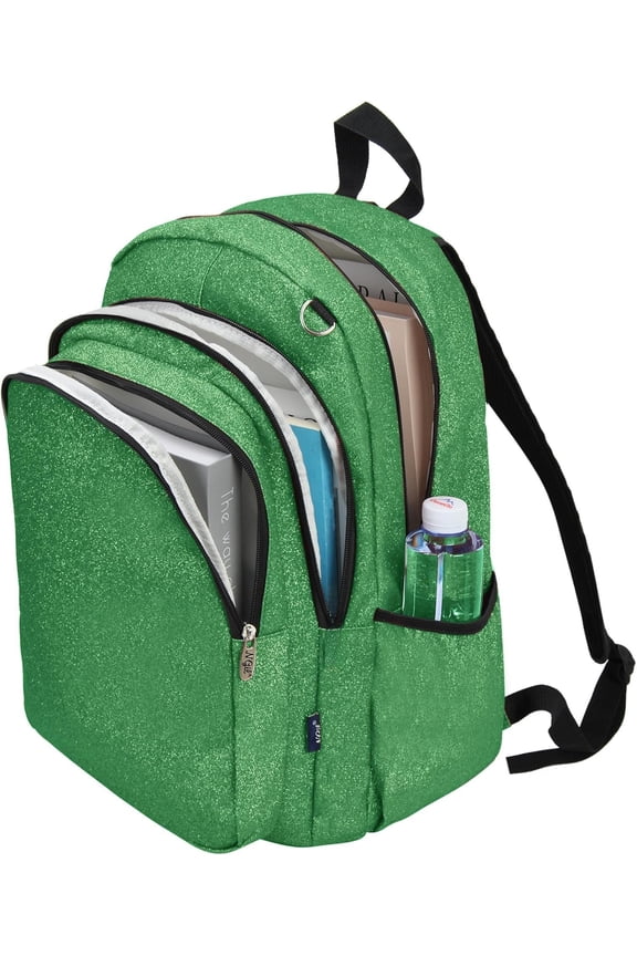 Glitter Performance Large Canvas Backpack, Dance Backpack, Gymnastics, Cheerleader Essential Backpacks (Glitter-Green)