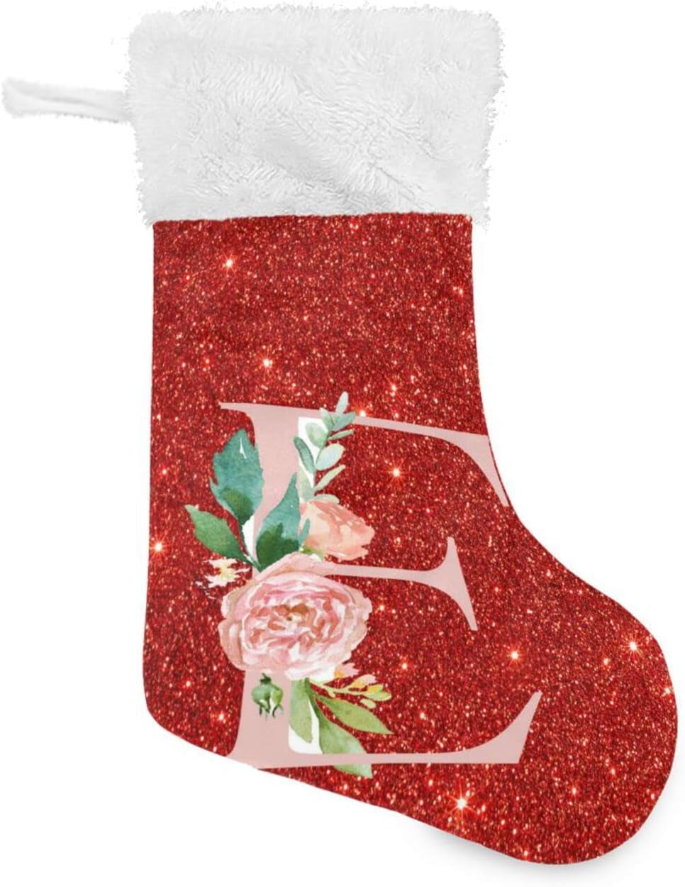 Glitter Personalized Christmas Stockings Letter E Christmas Presonalized Large Stocking Sock