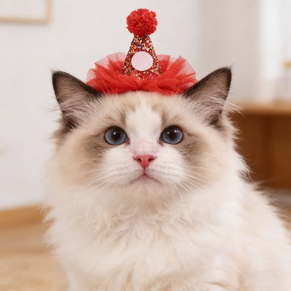 Glitter Pet Birthday Hat Hairpin with Tulle Mesh Design Cute Party Headwear Pet Photo Prop Festive Accessory for Cats Dogs Birthday Celebrations Holiday Parties