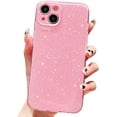 thumbnail image 1 of Glitter Phone Case for iPhone 15 Case 6.1" 2023, Cute Bling Slim Sparkle Protective, Shockproof Soft Silicone Cover for Women Girls (Pink), 1 of 7
