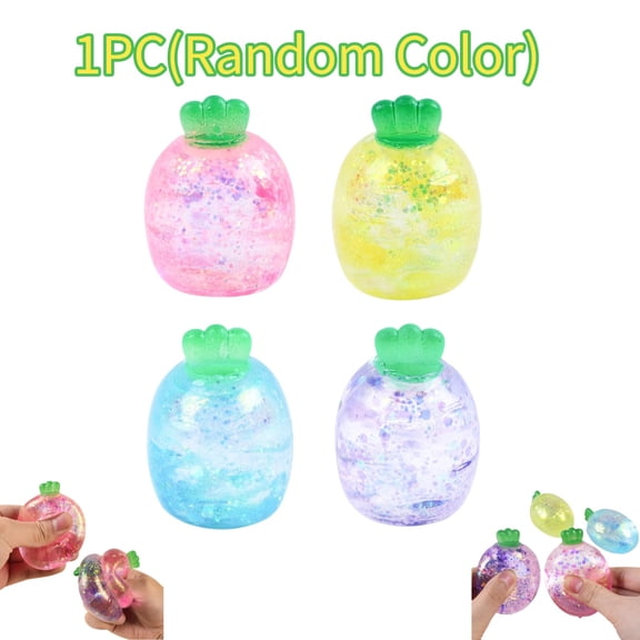 Glitter Pineapple Squishies, Fidget Toys Adults & Teens, Easter Basket Stuffers, Pineapple HTF Soft Stress Relief Collectible, Sensory Stress Ball Squeeze Toys_1PC,Random Color