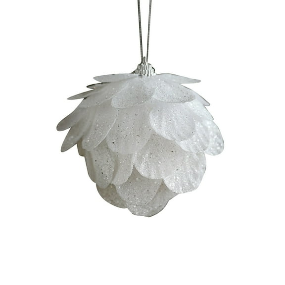 Glitter Pinecone Christmas Ball Ornaments - 3.15" Rustic Xmas Tree Decorations for Holiday Wedding & Home Party Decor