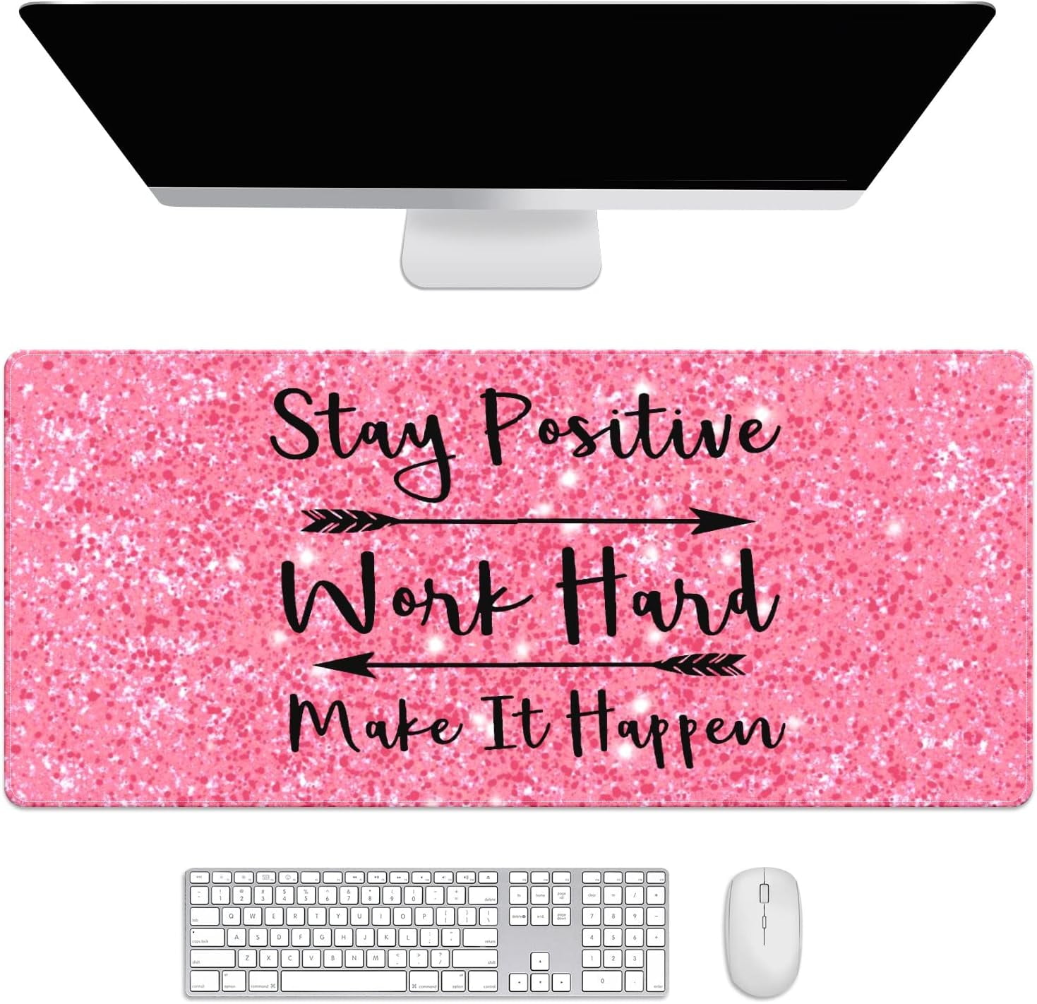 Glitter Pink Starlight Gradient Desk Mat, Desk Accessory, Cute Workspace, Trendy Workspace, Trendy, 35.4x15.7in Large Gaming Mouse Pad, Cute Desk Topper, Pretty Desk Pad