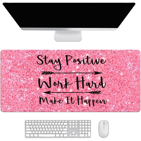 Glitter Pink Starlight Gradient Desk Mat, Desk Accessory, Cute Workspace, Trendy Workspace, Trendy, 35.4x15.7in Large Gaming Mouse Pad, Cute Desk Topper, Pretty Desk Pad
