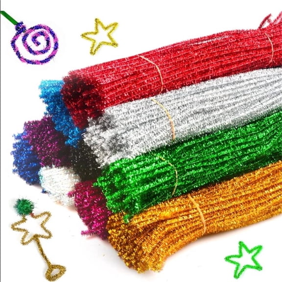 Glitter Pipe Cleaners for Christmas, DIY Chenille Craft Christmas Decoration,100 Pcs