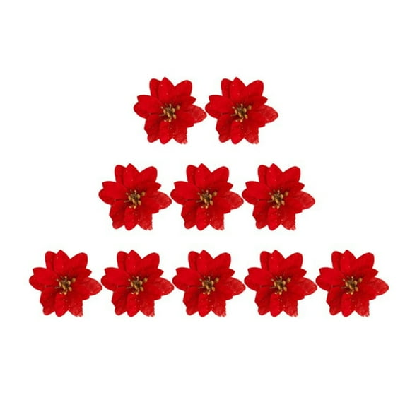 Glitter Poinsettia Christmas Artificial Flowers, Ongmies Artificial Christmas Flower - Realistic Simulation Decoration for Holiday Decor, Christmas Decorations Indoor