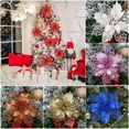 thumbnail image 1 of Glitter Poinsettia Christmas Tree Decorations 12 PCS Winter Flowers Christmas Tree Wreath Ornaments with Clips, Light Blue, 1 of 2