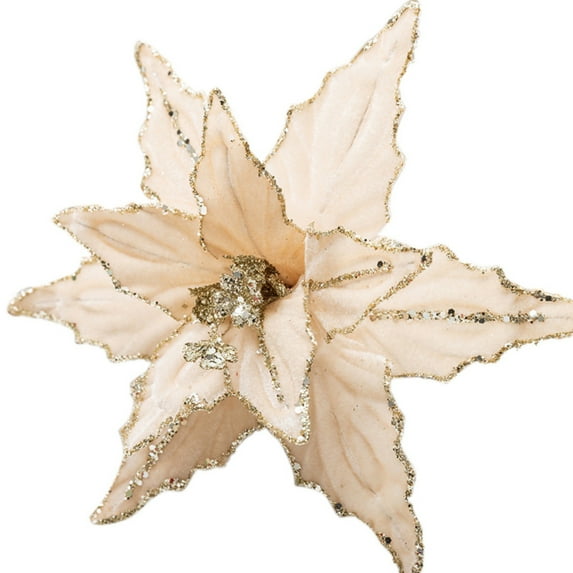 Glitter Poinsettia Flower 11 Inches Large Artificial Christmas Flower Decoration Christmas Tree Ornaments Wreath Garland Decoration