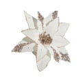 thumbnail image 1 of Glitter Poinsettias Artificial Christmas Flowers Large Xmas Tree Ornaments for Wreath New Year Party Wedding Decorations,Cream White, 1 of 5