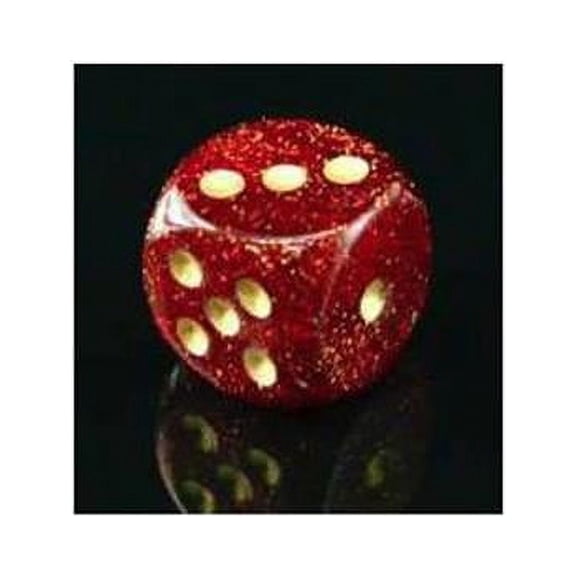 Glitter Polyhedral 12 mm D6 Dice Set, Ruby & Gold