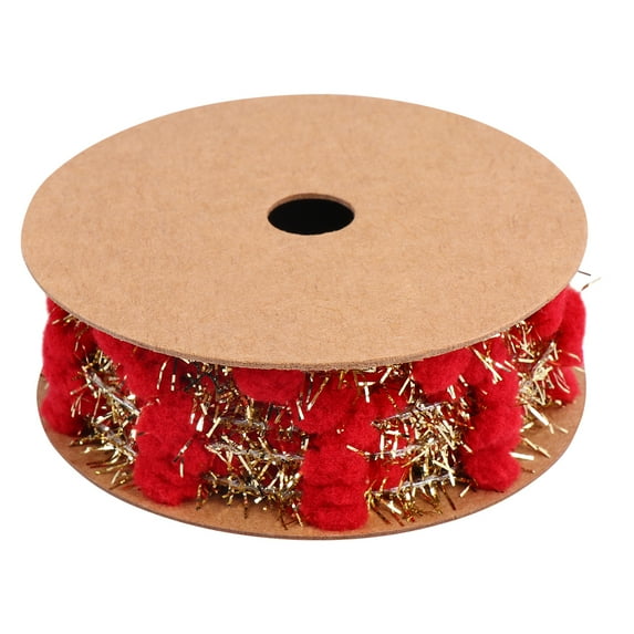 Glitter Pom-poms Ribbon Christmas Tree Decorative Ribbon for DIY Art Crafts
