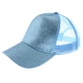 thumbnail image 1 of Glitter Ponytail Baseball Cap Adjustable Mesh Bun Trucker Ponycap Hat, 1 of 4