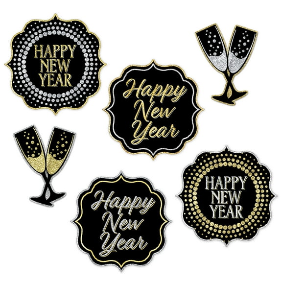 Happy New Year Cutouts, 7.5"-10", (12/Pkg)