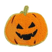 Glitter Pumpkin Embroidered Iron On Patch For Halloween, Cute Witch Bat Sew On Applique, DIY Craft Decorative Patch For Clothing Jacket Backpack, C