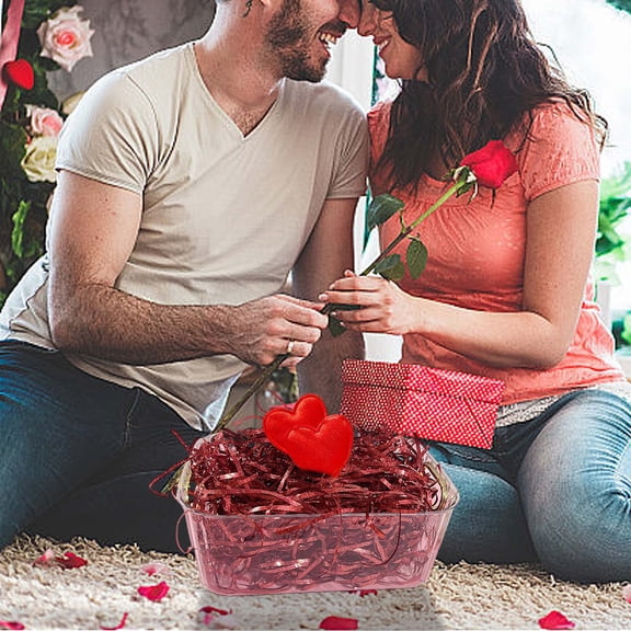 Glitter Raffia Paper Shreds, 100g Crinkle Cut Filler for Gift Wrapping, Basket Filling, Wedding Decorations, Party Supplies and DIY Crafts Shredded Confetti Strands (Glitter Red)
