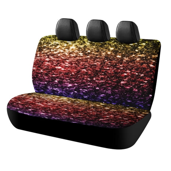 Glitter Rainbow Sparkle Print Car Accessories Car Rear Seat Covers Fashion Auto Back Seat Protector Decoration Universal Auto Interior