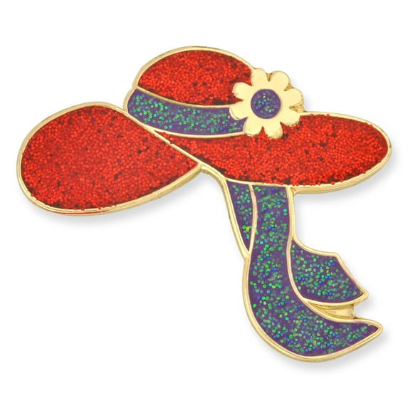 Glitter Red Hat Brooch Enamel Pin