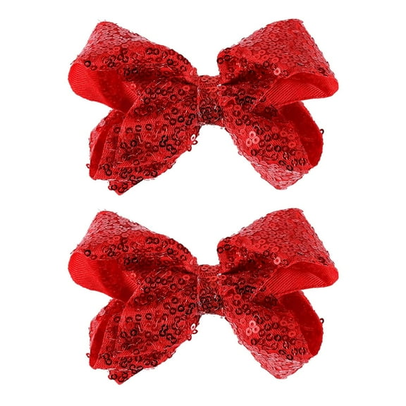 Glitter Red Sequin Bow Hair Clips 4 Inch Sparkly Fashion Bow Hairpin Alligator Barrettes Forth July Christmas Party Dress Decor Accessories Valentines Gift for Girls Kids Children