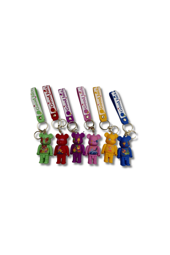 Glitter Resin Bear Keychain Set  6 Pieces