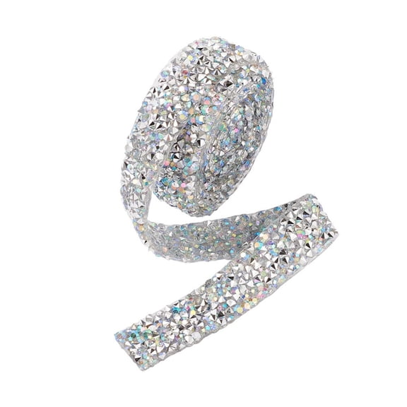 Glitter Resin Hotfix Rhinestone(Hot Melt Adhesive On The Back) Rhinestone Trimming Costume Accessories Clear AB 15x2.3mm about 0.91m/yard