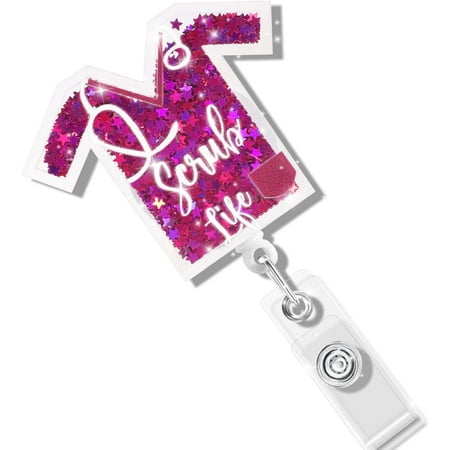 Glitter Retractable Nurse Badge Reel - Shiny Acrylic ID Holder for Medical Staff (RN/LPN/CNA), Durable Clip with 36" Retractable Cord, Hospital Accessories for Work