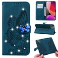 thumbnail image 1 of Glitter Retro Butterfly Embossed Case for iPhone 13 2021, Allytech Folio PU Leather with Soft TPU Bumper Shock Resistant Flip Stand Book Style Wallet Cover for iPhone 13 6.1", Blue, 1 of 3