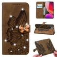 thumbnail image 1 of Glitter Retro Butterfly Embossed Case for iPhone 13 Pro 2021, Allytech Folio PU Leather with Soft TPU Bumper Shock Resistant Flip Stand Book Style Wallet Cover for iPhone 13 Pro 6.1", Brown, 1 of 3