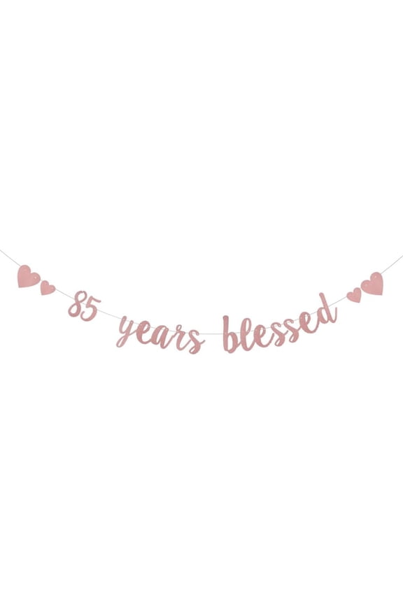 Glitter Rose Gold 85 years Banner, Pre-Strung,85th Birthday/Wedding Anniversary Party Decorations Bunting Sign Backdrops,85 years