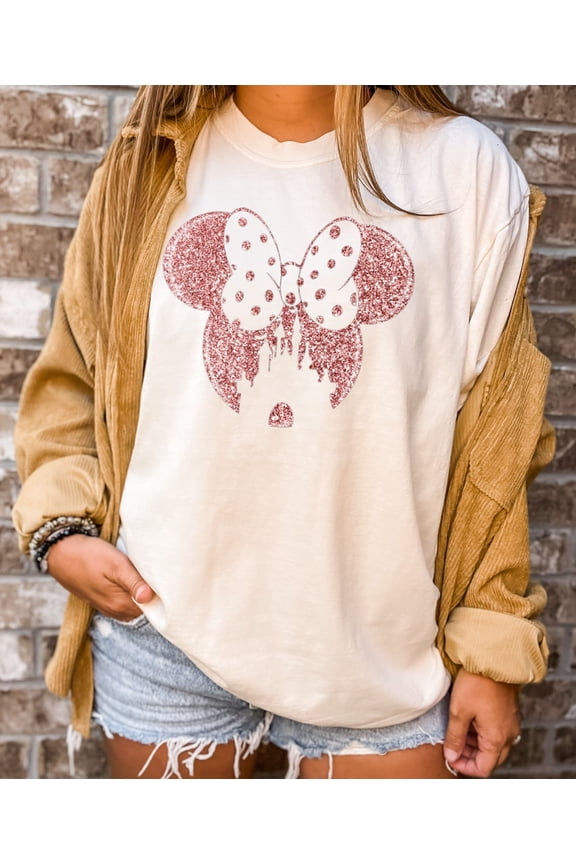 Glitter Rose Gold Minnie Ear Disney Women'S Family Vacation T-Shirt All size S-3XL