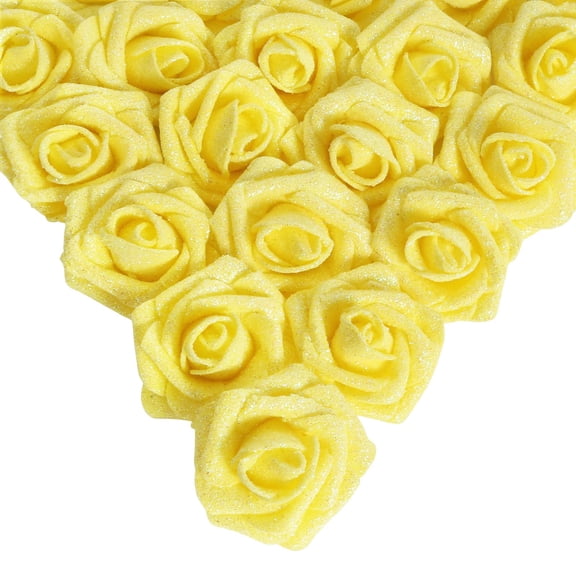 Glitter Roses,25PCS Gold Roses Artificial Flowers Fake Rose with Stem for DIY Wedding Bridal Bouquet Home Party Decoration(Gold)