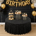 thumbnail image 1 of Glitter Round Tablecloth 47x47 Inch with Sequin for Wedding Party, Sparkling Sequined Fabric Cover for Round Table 4-6 Seats, Gold Silver Colorful Options, 1 of 6