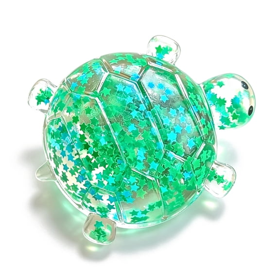 Glitter Sensory Squeeze Ball, Turtle Squishy Stress Relief Ball for Office Desk Study Break and Travel Relaxation, Portable Transparent Decompression Accessory