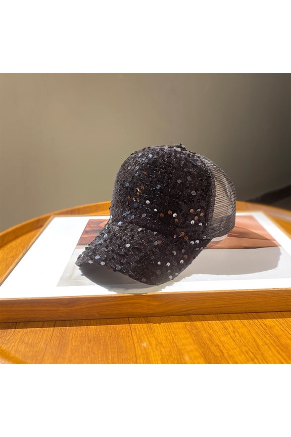 Glitter Sequin Baseball Cap Hat | Adjustable Mesh Snapback | Breathable Lightweight Flannel Polyester | Shiny Bling Design | Multicolor | Fits 22–24.4 in Head | 1 Pack