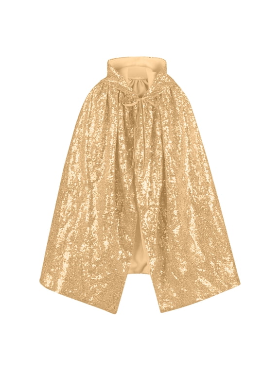 Glitter Sequin Cape for Women Men Shiny Cloak Robe for Halloween Cosplay Party Festival Events Sparkly Cape for Holiday Dress Up