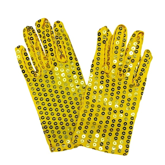 Glitter Sequin Gloves for Boys and Girls Silver Glitter Dance Gloves for Skating and Cosplay