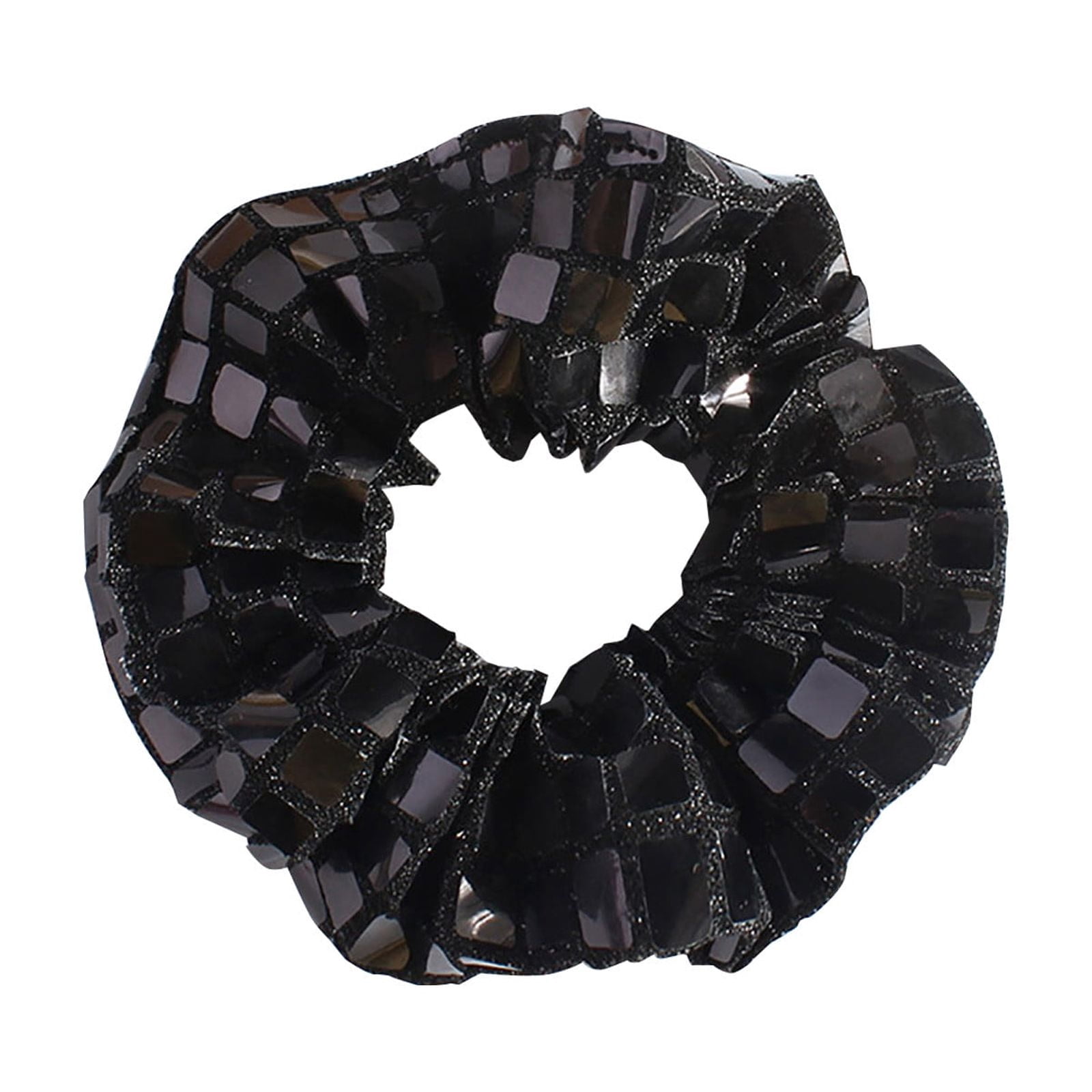 Glitter Sequin Hair Scrunchies for Women Metallic Silver  display picture 2
