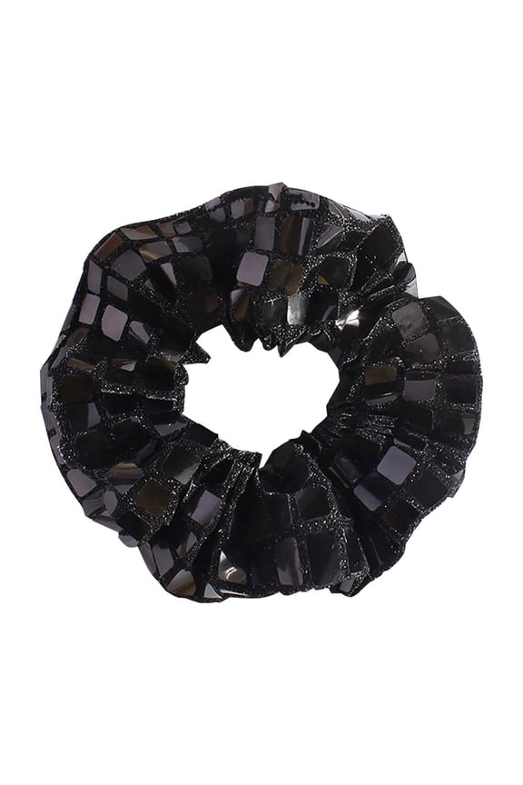 Glitter Sequin Hair Scrunchies for Women Metallic Silver Ponytail Holders with Hidden Zipper Pocket Soft Elastic Hair Ties for Disco Party Wedding and Festive Occasions